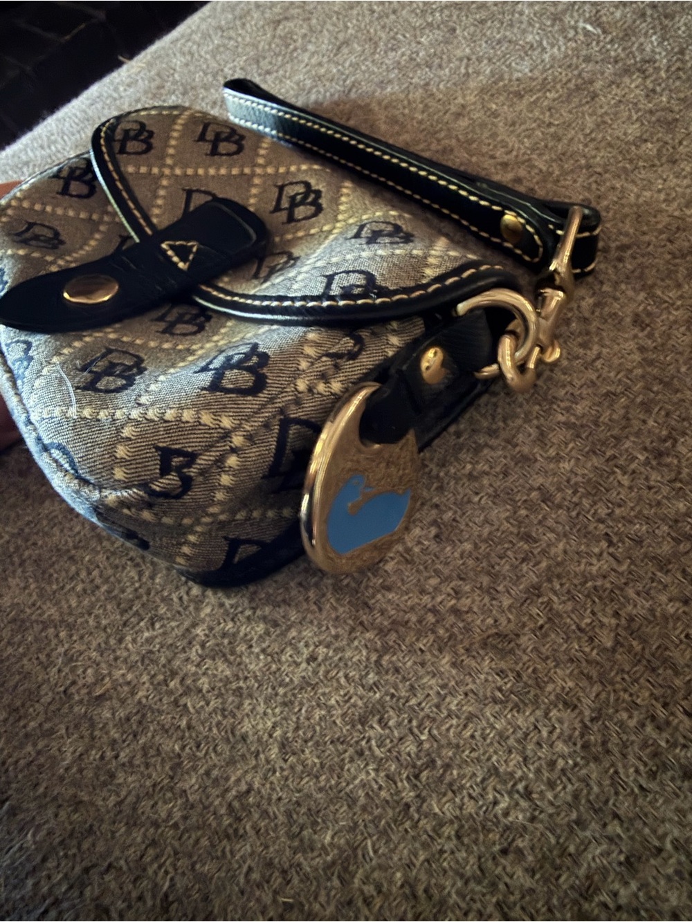 Dooney & Bourke Black and Gray Monogram Wristlet